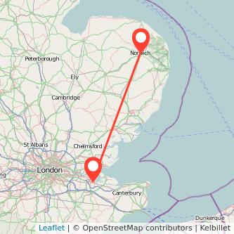 Norwich Gillingham bus map