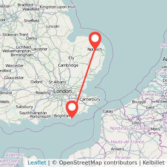 Norwich Eastbourne train map