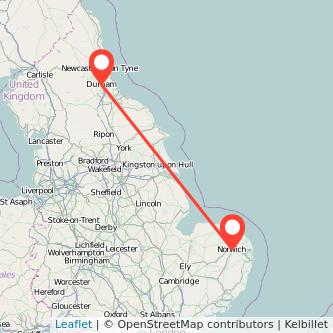 Norwich Durham train map