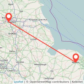 Norwich Dewsbury bus map