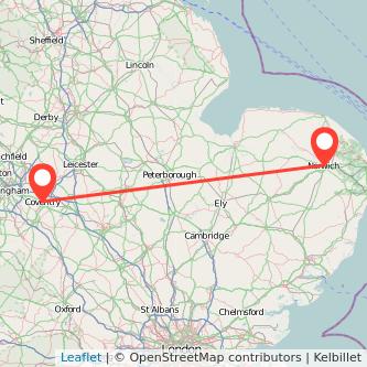 Norwich Coventry train map