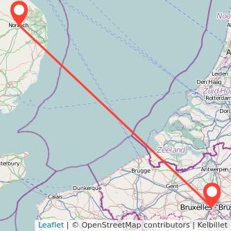 Norwich Brussels train map