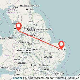 Norwich Chorley train map