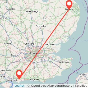 Norwich Chichester train map