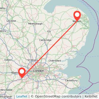 Norwich Camberley train map