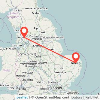 Norwich Blackburn bus map