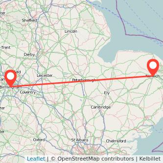 Norwich Birmingham train map