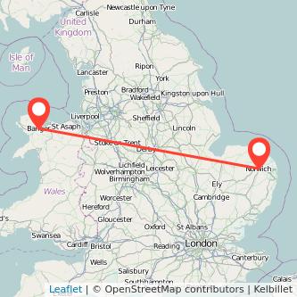 Norwich Bangor train map