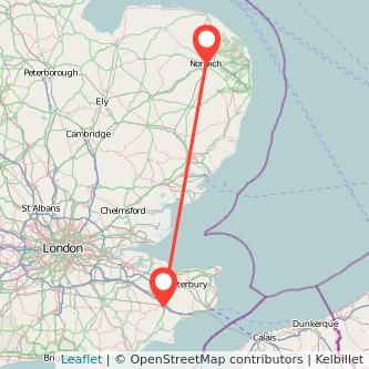 Norwich Ashford train map