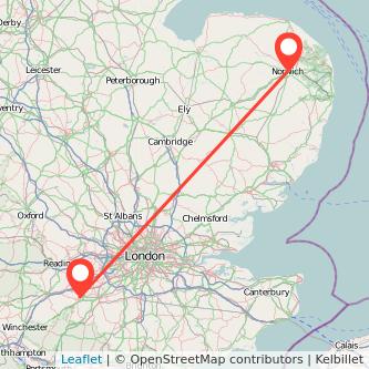 Norwich Aldershot bus map