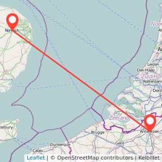 Norwich Antwerp train map