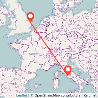 Norwich Rome flight map