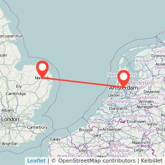 Norwich Amsterdam train map