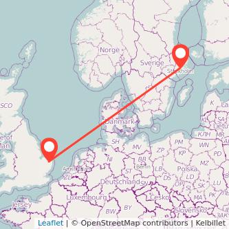 Norwich Stockholm flight map