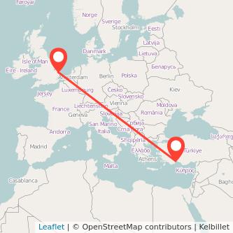 Norwich Antalya flight map