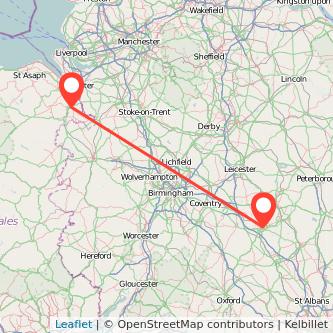 Northampton Wrexham train map