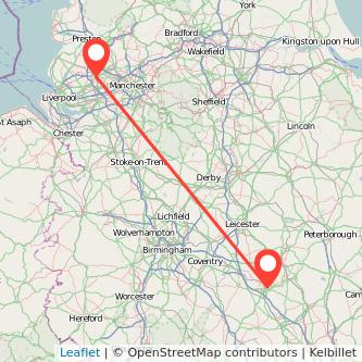 Northampton Wigan train map