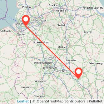 Northampton Widnes train map