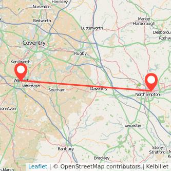 Northampton Warwick train map