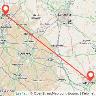 Northampton Tamworth train map