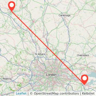 Northampton Rochester train map