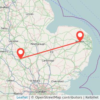 Northampton Norwich train map