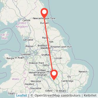 Northampton Newcastle upon Tyne bus map