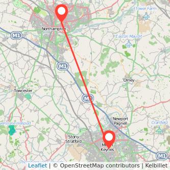 Northampton Milton Keynes train map