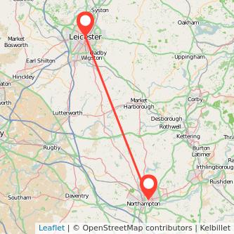 Northampton Leicester train map