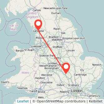 Northampton Lancaster train map