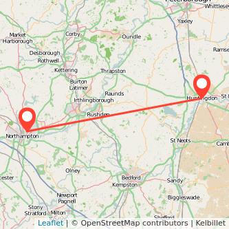 Northampton Huntingdon train map