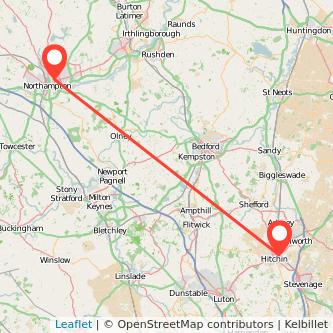 Northampton Hitchin bus map