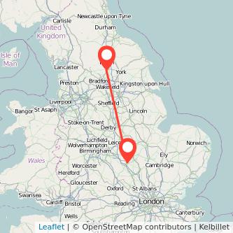 Northampton Harrogate bus map