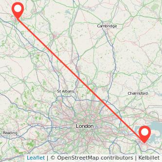 Northampton Gillingham train map