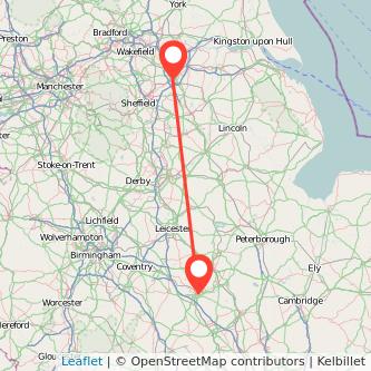 Northampton Doncaster train map