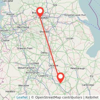 Northampton Dewsbury train map