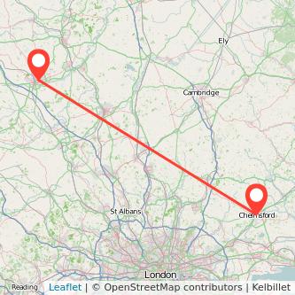 Northampton Chelmsford train map