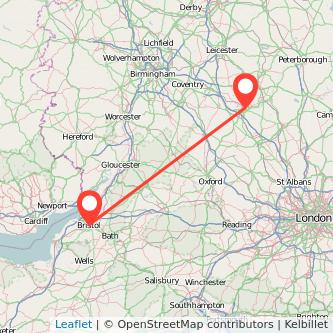 Northampton Bristol bus map