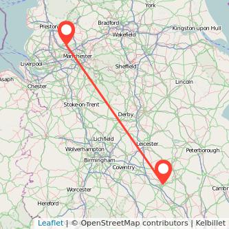 Northampton Bolton train map