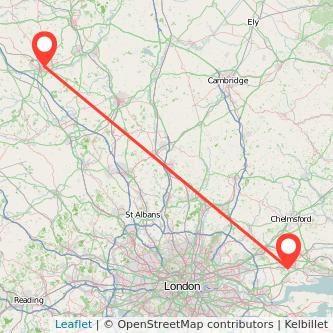 Northampton Basildon train map