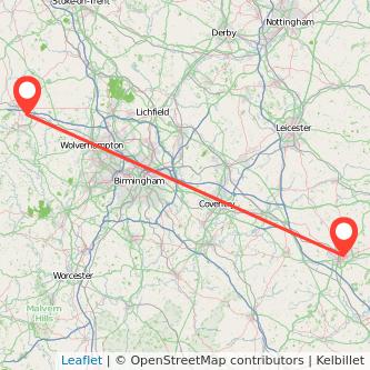 Northampton Telford train map