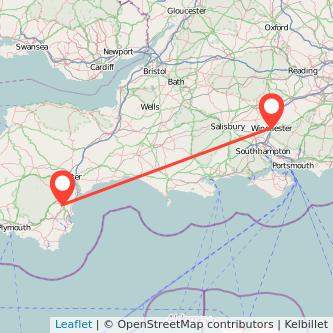 Newton Abbot Winchester train map