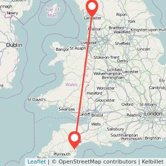 Newton Abbot Lancaster train map