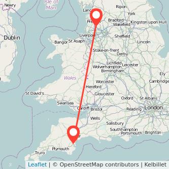 Newton Abbot Chorley train map