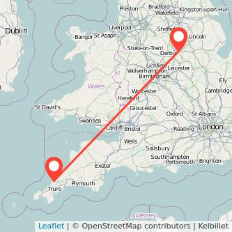 Newquay Nottingham train map