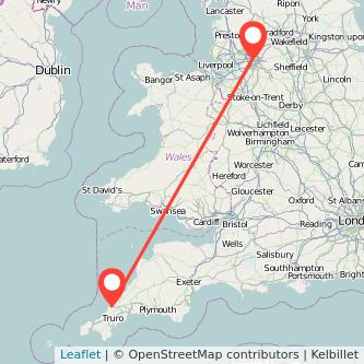 Newquay Manchester train map
