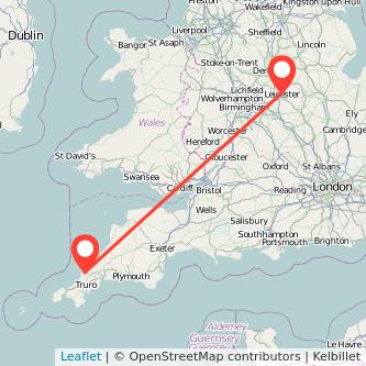 Newquay Leicester train map