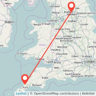 Newquay Leeds train map