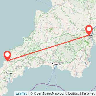 Newquay Exeter bus map