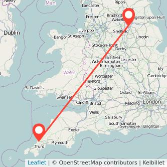 Newquay Doncaster train map